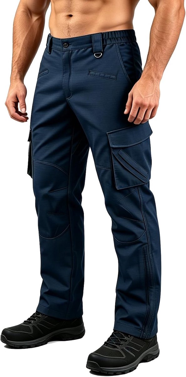Heren Werkbroek Tactische Cargobroek Elastische Taille Wandelbroek Outdoor Bergbeklimmersbroek met Meerdere Zakken
