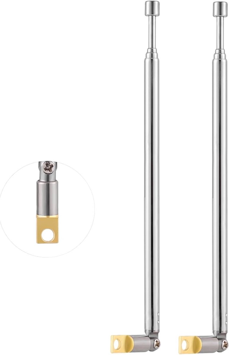 2 Stuks Telescopische Antenne Radio 4 Secties 41.8CM/16.46Inch Draagbare Telescopische Antenne Vervanging voor TV Radio AM FM Stereo Ontvanger