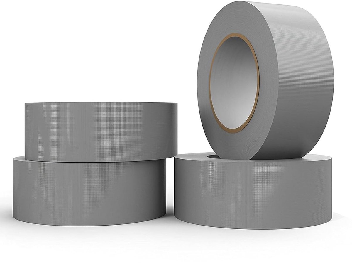4 stuks, 30 m x 50 mm, extra sterk, met waterdichte reparatietape, voor binnen en buiten, versterkt met weefsel, kleefkracht, waterdicht, met de hand scheurbaar plakband (zilver)