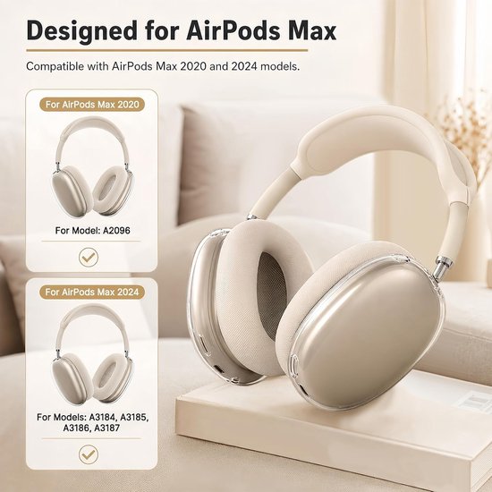 compatibel met AirPods Max 2 en AirPods Max, beschermhoes van siliconen voor hoofdtelefoon, krasbescherming voor AirPods Max oorkussens, sterrenlicht — afbeelding 4