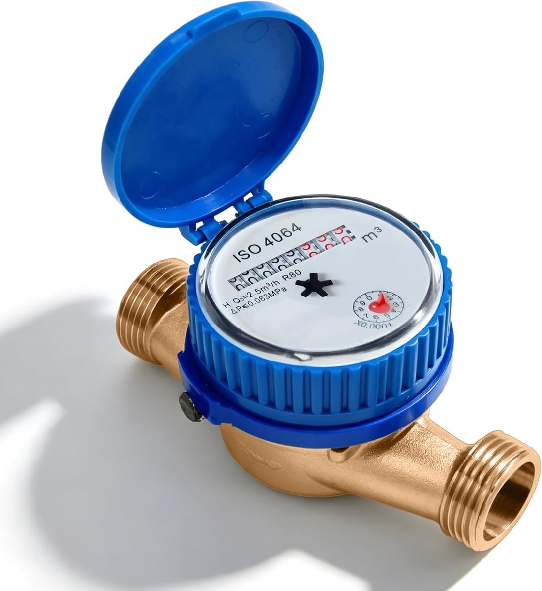 1/2 inch watermeter tuin: 15mm waterklok tuin geijkt met beschermkap en messing koppeling, watermeter voor koud- en warmwater voor huis tuin huishoudelijk gebruik