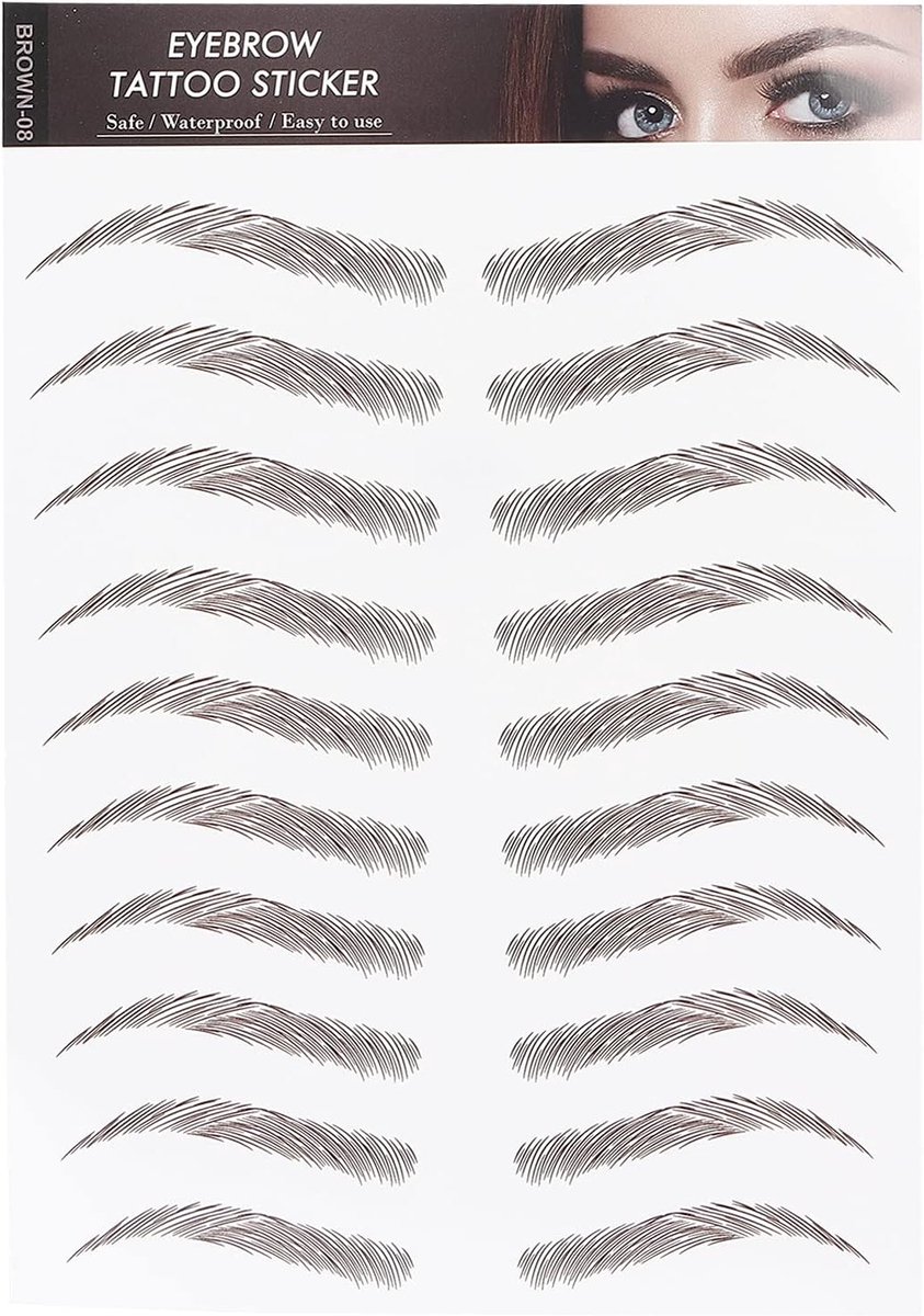 Tijdelijke Wenkbrauw Tattoo Stickers, 6D Make-Up Nep Wenkbrauw Tattoos Transfer Stickers, Waterdichte Brow Grooming Shaping Patches(08)
