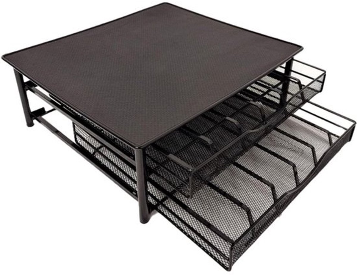 Koffie Capsule Houder - Opberglade Koffiecups - Keuken Organiseren - Dubbele La Lades - 72 Cups - Zwart