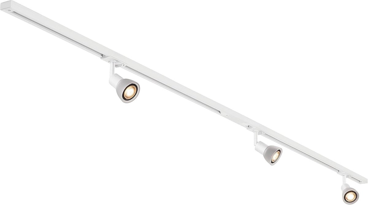 Puria Led-railsysteem, starterset, 1 fasen raillamp voor individuele binnenverlichting, draai- en zwenkbare plafondspots, spots, plafondspots, plafondlampen, 3 x GU10