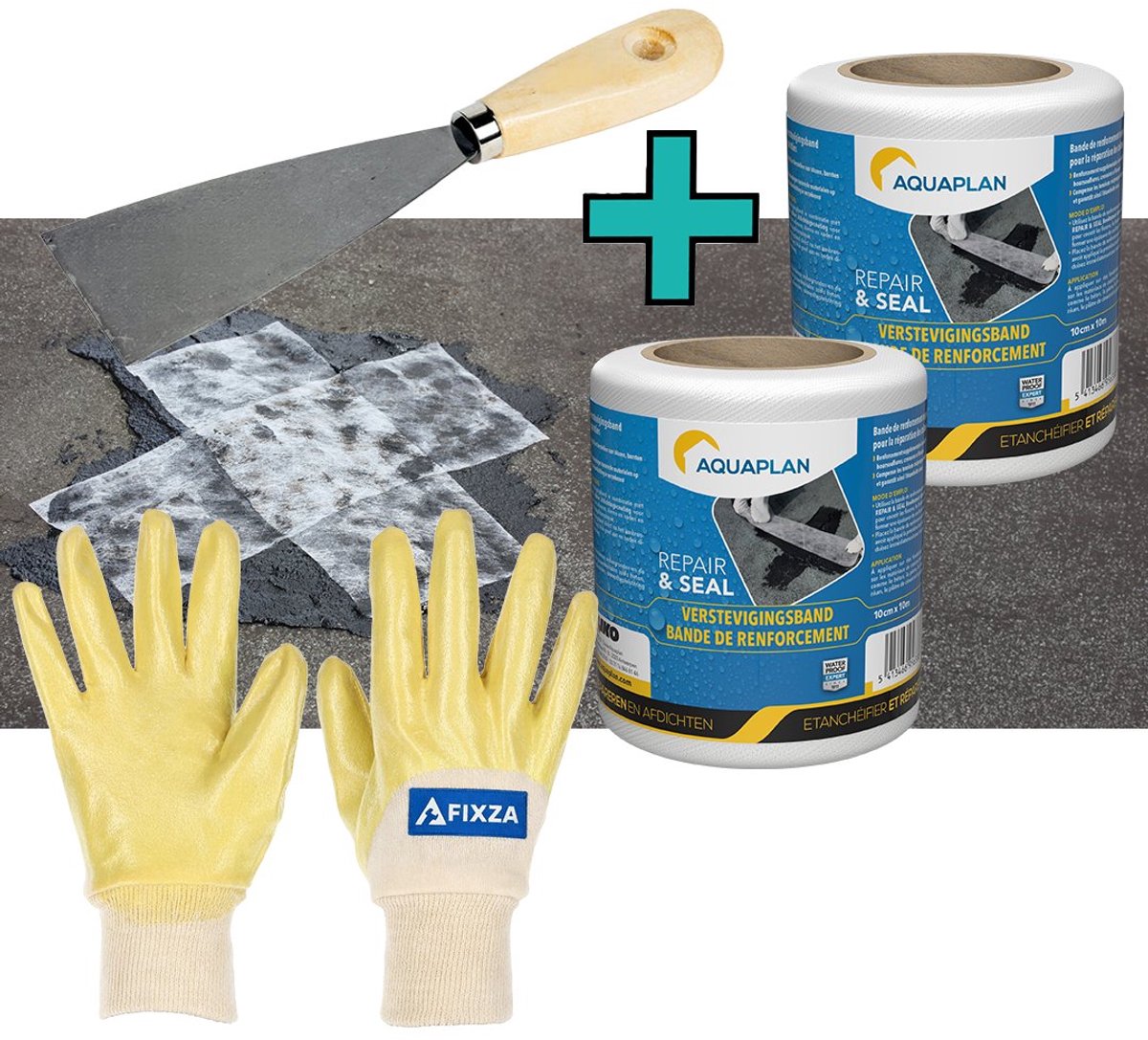 AQUAPLAN Repair & Seal Verstevigingsband – set – Polyester band voor dakreparatie 10 cm x 20 m