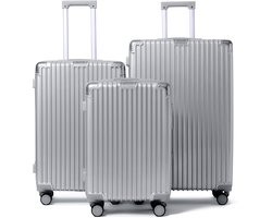 FLY & BYE FLY&BYE® Kofferset Titan - S/M/L - 3 Delig - Complete Set - 39 Handbagage + 71 en 113L Ruimbagage - TSA Cijferslot - Zilver