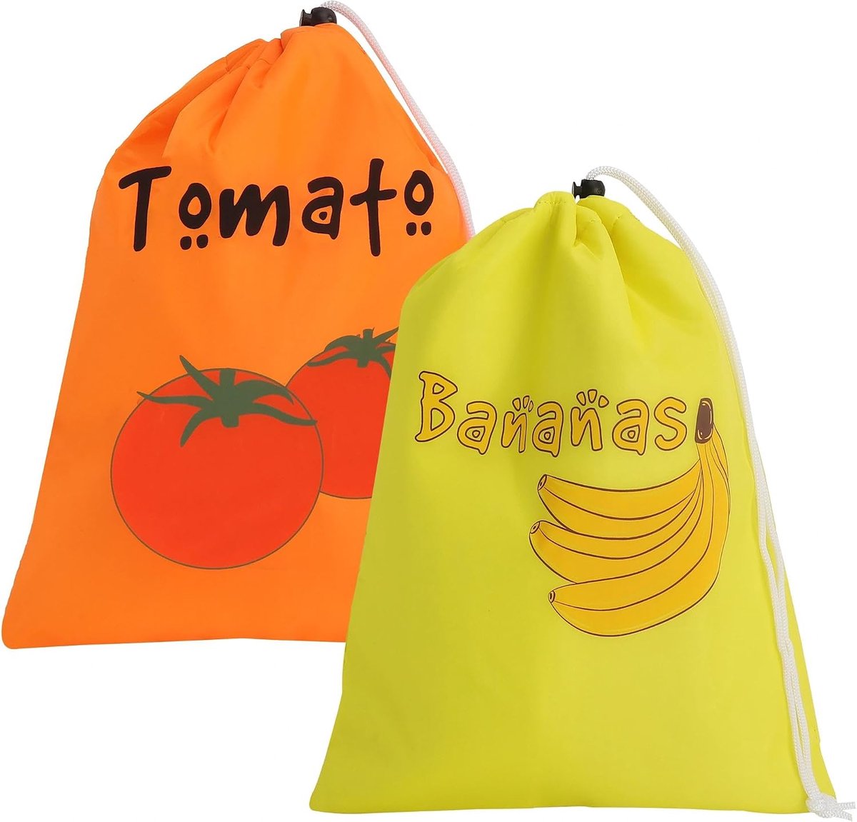2 stuks opbergzakken voor groenten en fruit, herbruikbare zakken met trekkoord, isolerende zakken, opslag voor verse levensmiddelen, koelkast en keuken, banaan en tomaat