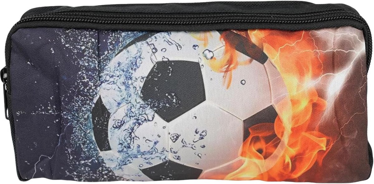 Schooletui voor jongens en meisjes, voetbaletui, multifunctioneel, pennenetui van duurzaam polyester met ritssluiting, studenten