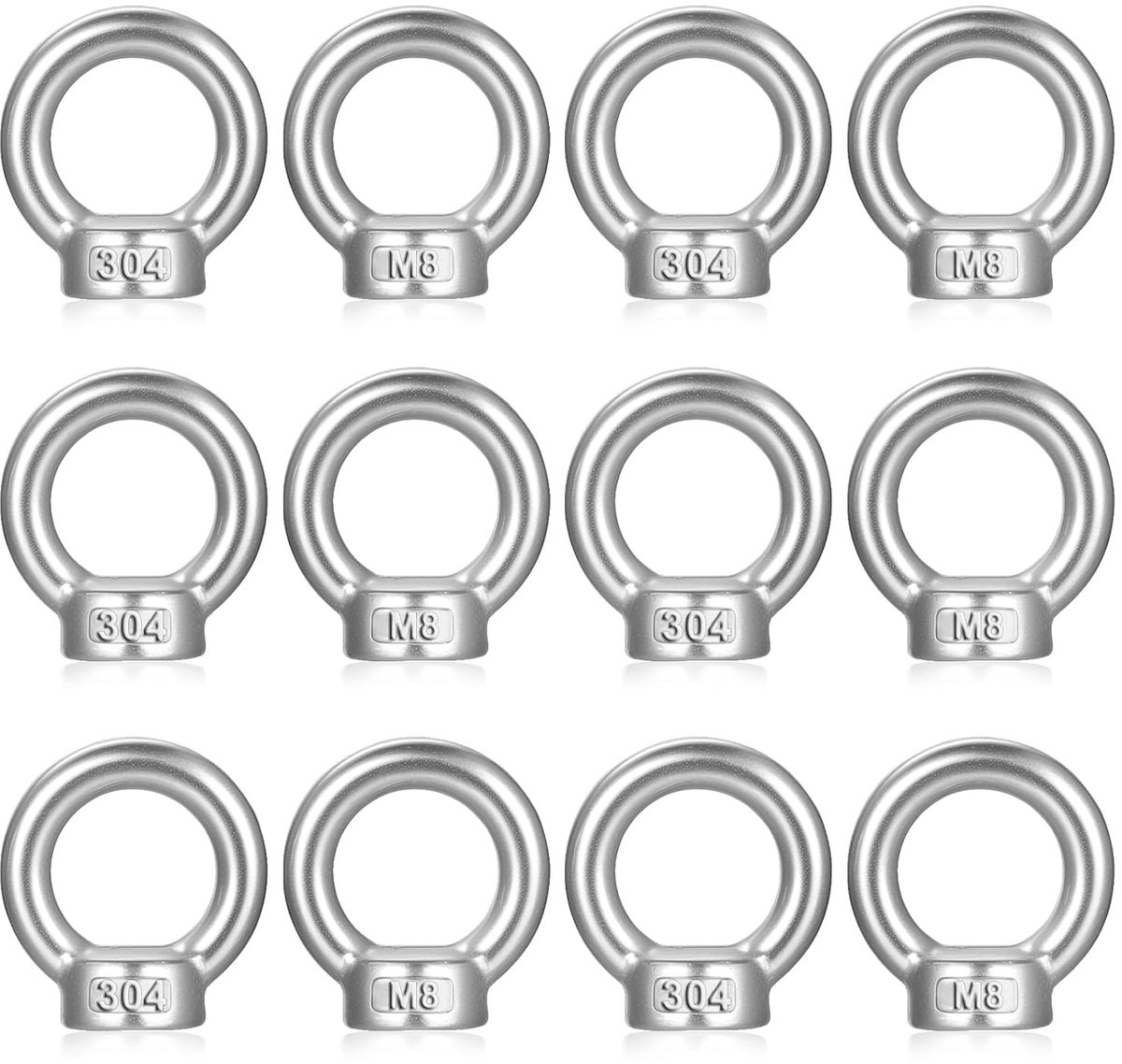 Ringmoeren, Oogschroeven, Ringbouten, Oogmoeren, Ringogen, Oogbouten, Oogschroeven, M8 Roestvrij Staal 304