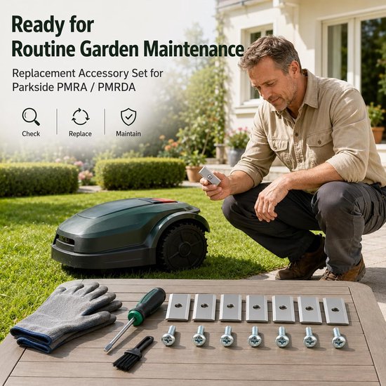 Reserveonderdelen voor robotmaaier, 6 stuks, zilver, compatibel met Park Side PMRA PMRDA robotmaaier, reserveonderdelen voor huishouden, kantoor, werkplaats, onderhoud en dagelijks gebruik — afbeelding 4