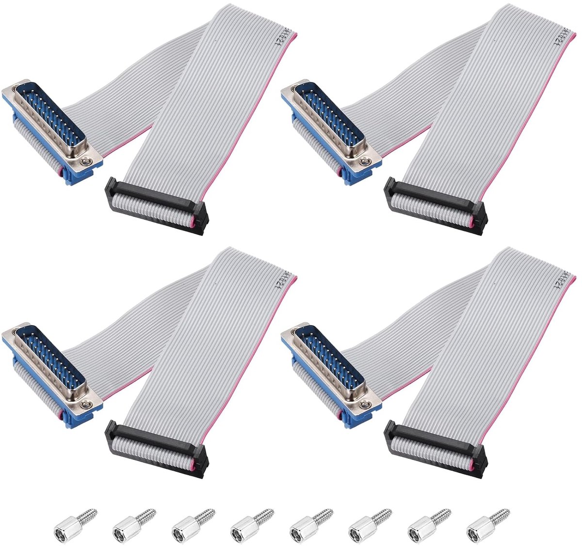 4 stuks platte lintkabel, IDC, geen 2,54 mm breedte 32 mm lengte 20 cm 26 pinnen DB25 mannelijk naar FC-26P platte connector met bevestigingsschroeven kabel jumper voor pc, led-displays