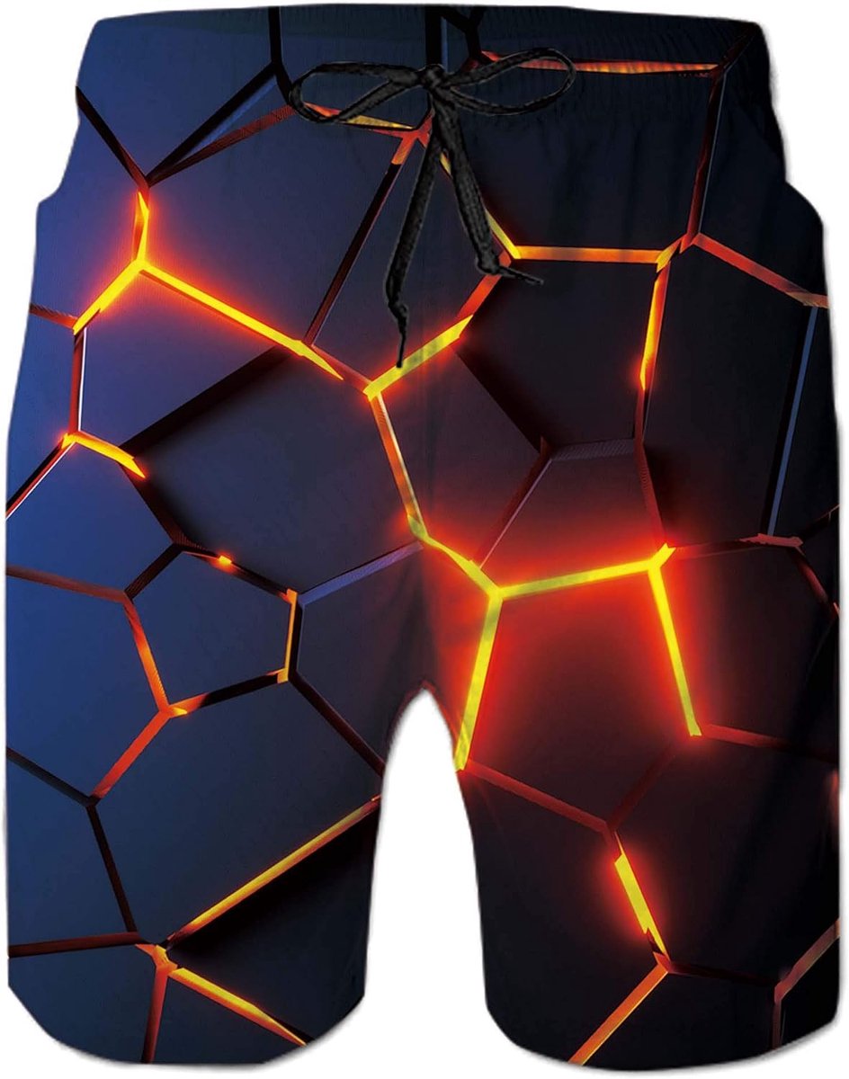 Zwembroek voor heren, zomer, 3D-print, sneldrogend, Hawaï, surfbroek, sportbroek