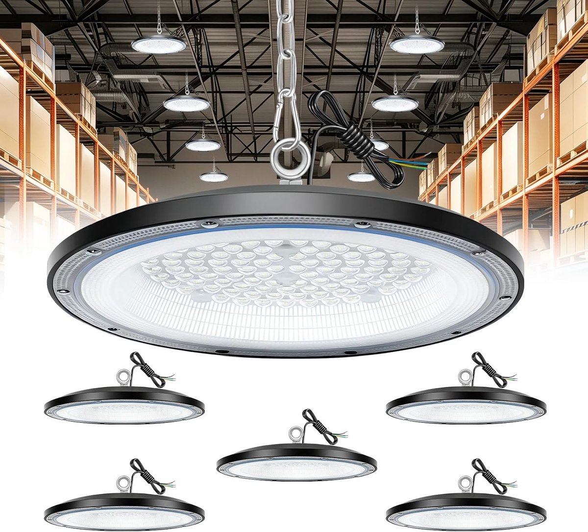 6 Stuk 150W LED-werkplaatslamp Halverlichting Industriële lamp