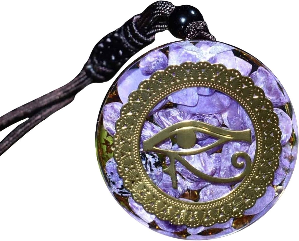 Oog Van Horus Charoiet Skydd Ketting,Orgone Energie Blokker Ketting,Helende Kristal Charoiet Udjat Oog Ketting