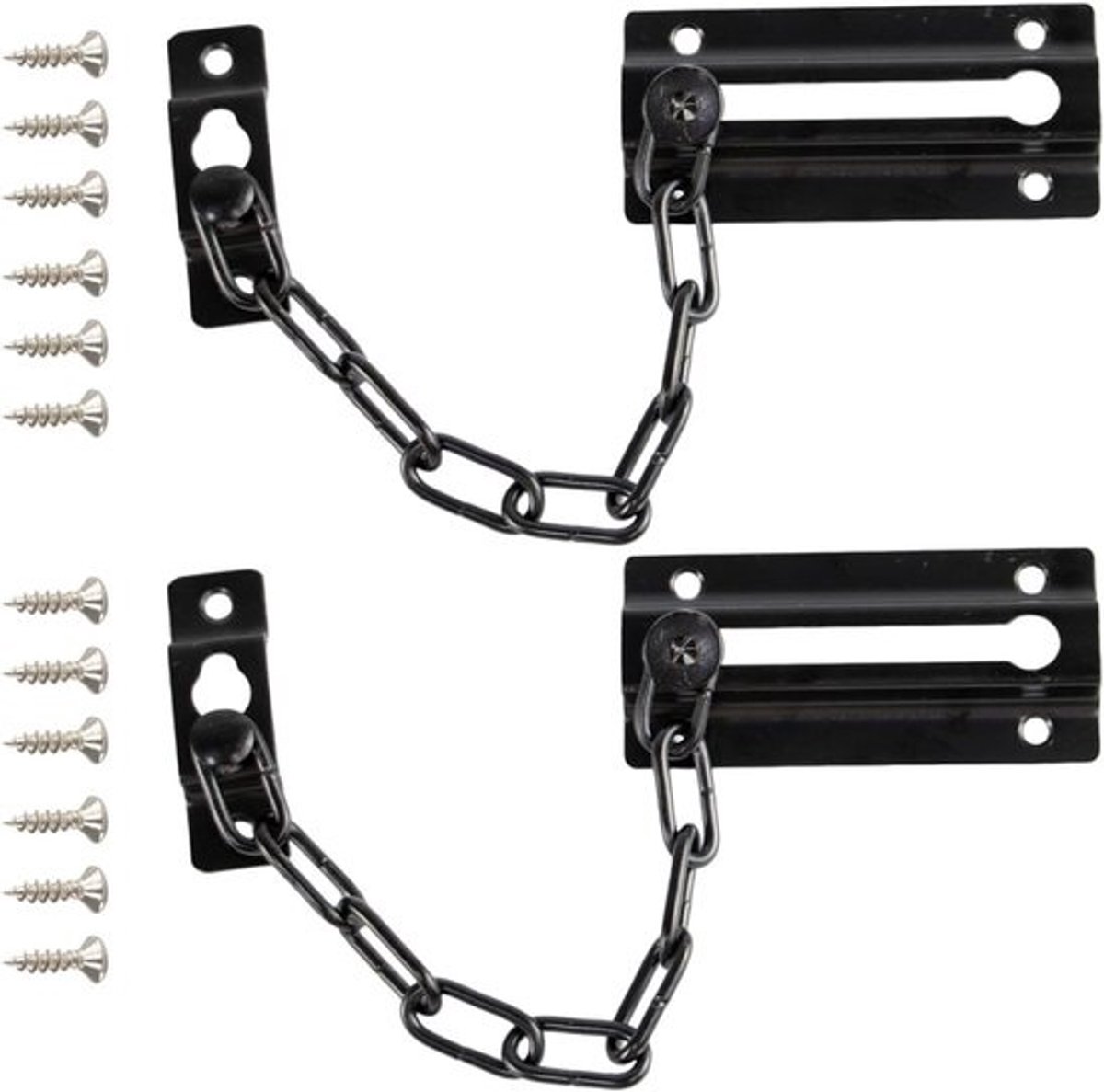 Veiligheidssloten - Ketting sloten - Extra beveiliging - Eenvoudige installatie - 2 stuks - Zwart