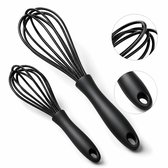 BOTC Garde - Eierklopper Siliconen - Handmixer - set van 2 stuks - Handmatige eierklopper - 25 cm en 30 cm - Zwart