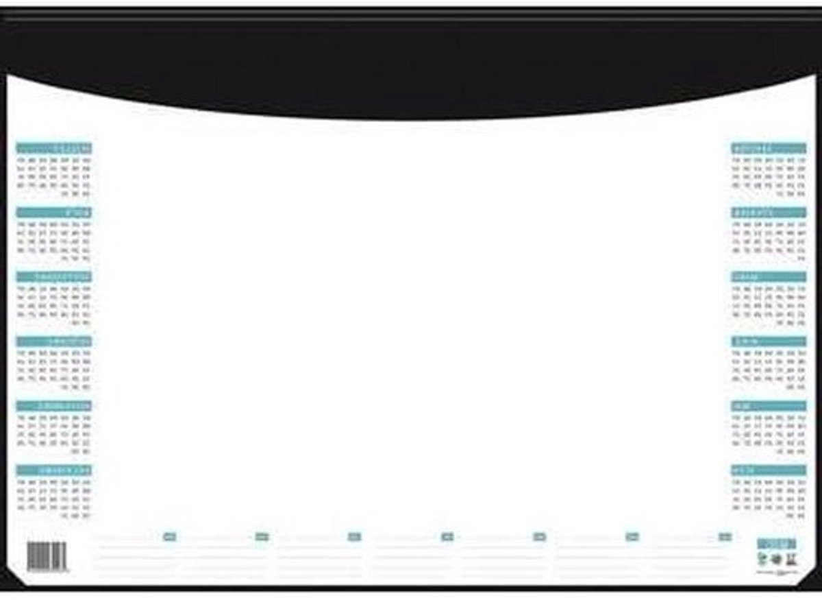 Bureauonderlegger Kalender - Bureau Pad - Planning Werk - Eeuwige Kalender - 405 x 55 cm - Zwart
