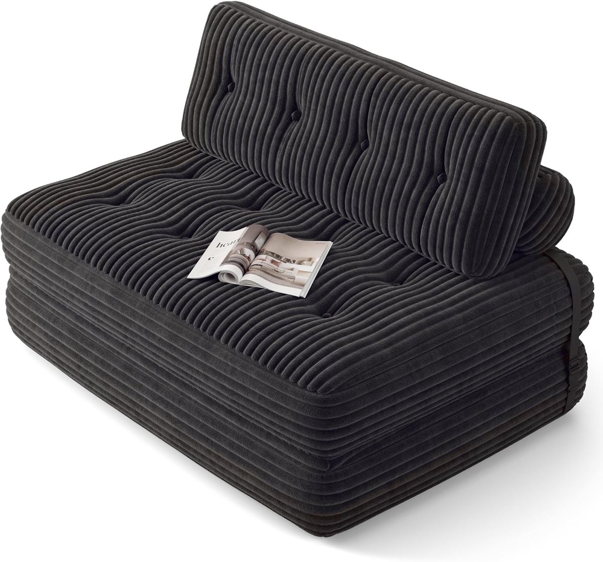 Slaapbank 2-zits, 180 x 130 cm, converteerbare vloerbank, opvouwbare matras van traagschuim, opvouwbaar, slaapkamer, woonkamer, (Lichtgrijs)
