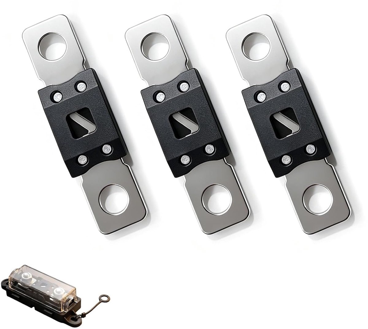 3 stuks, 125 A ampère tot 250 V DC, zekering voor auto, auto en vrachtwagen, Mega hoogstroomzekering