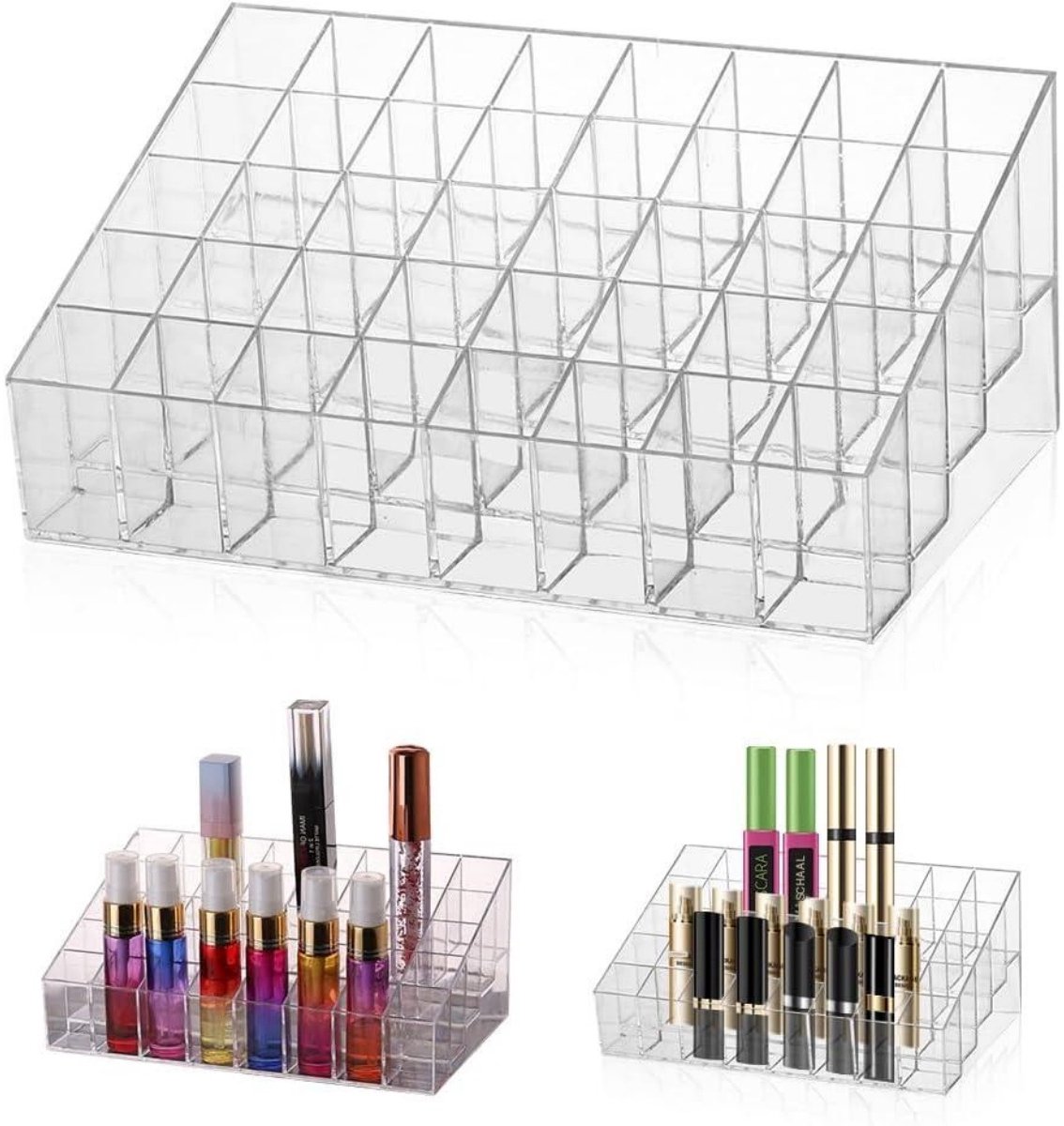 SSTRWGOOD 40 Folders Lippenstift Organizer - Transparant Kunststof Make-up Houder - Geschikt voor Lippenstift, Concealer en Eyeliner - 20x12x8cm - Compartimentgrootte 2,5x2,5x3,5cm