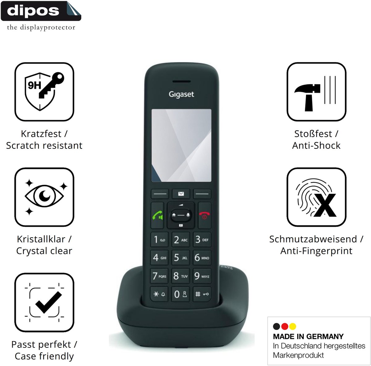 dipos – 2x Pantserfolie geschikt voor Gigaset C575A | 9H Screenprotector