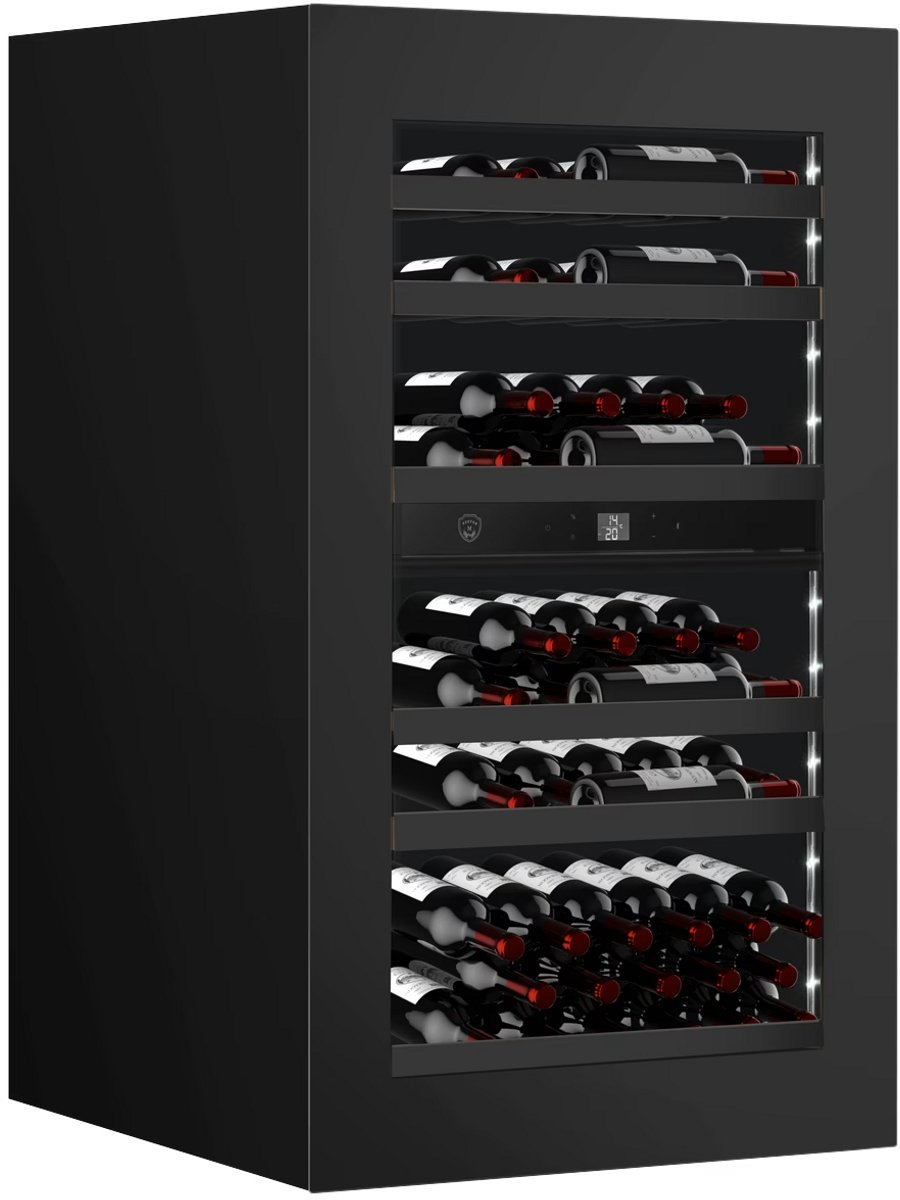 Nestor M Inbouw Wijnklimaatkast NWVE255FN1 – 105 cm H - Push‑Open, Zelfventilerend – LCD & 3-kleurige LED – 36 dB – 55 Flessen - Koolstoffilter