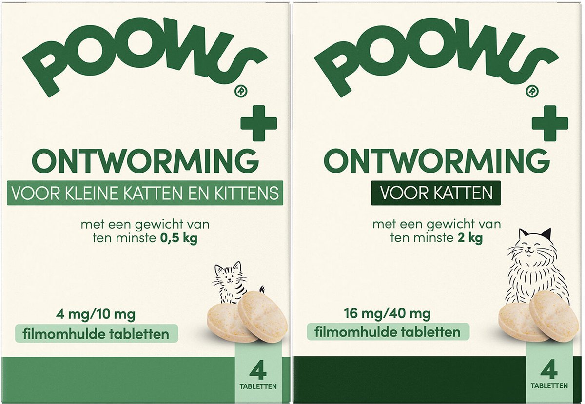 Poows Ontworming Kleine Katten & Kittens - 4 tabletten