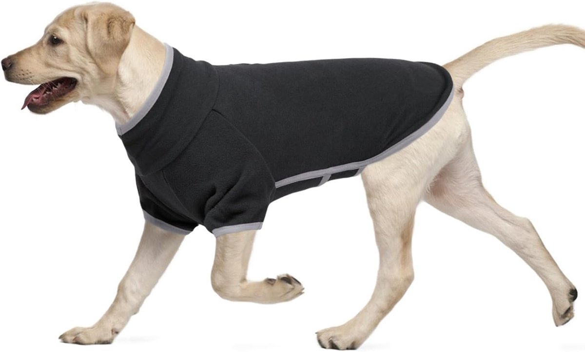 jas voor honden, warme fleece winterkleding, volledige body jas, jumpsuit, koud weer, jassen, zacht voor middelgrote honden (donkergrijs, L)