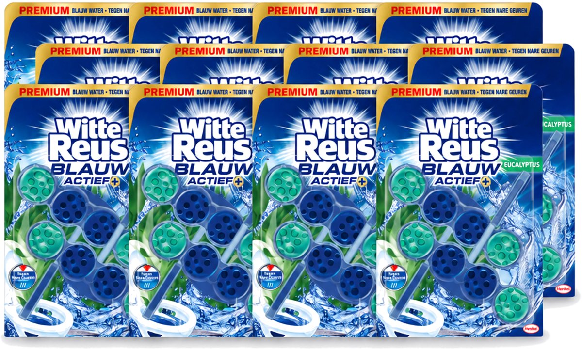 12 x Witte Reus - Toiletblok - Blauw Actief Eucalyptus - 2 Toiletblokken - Voordeelverpakking - 12 stuks
