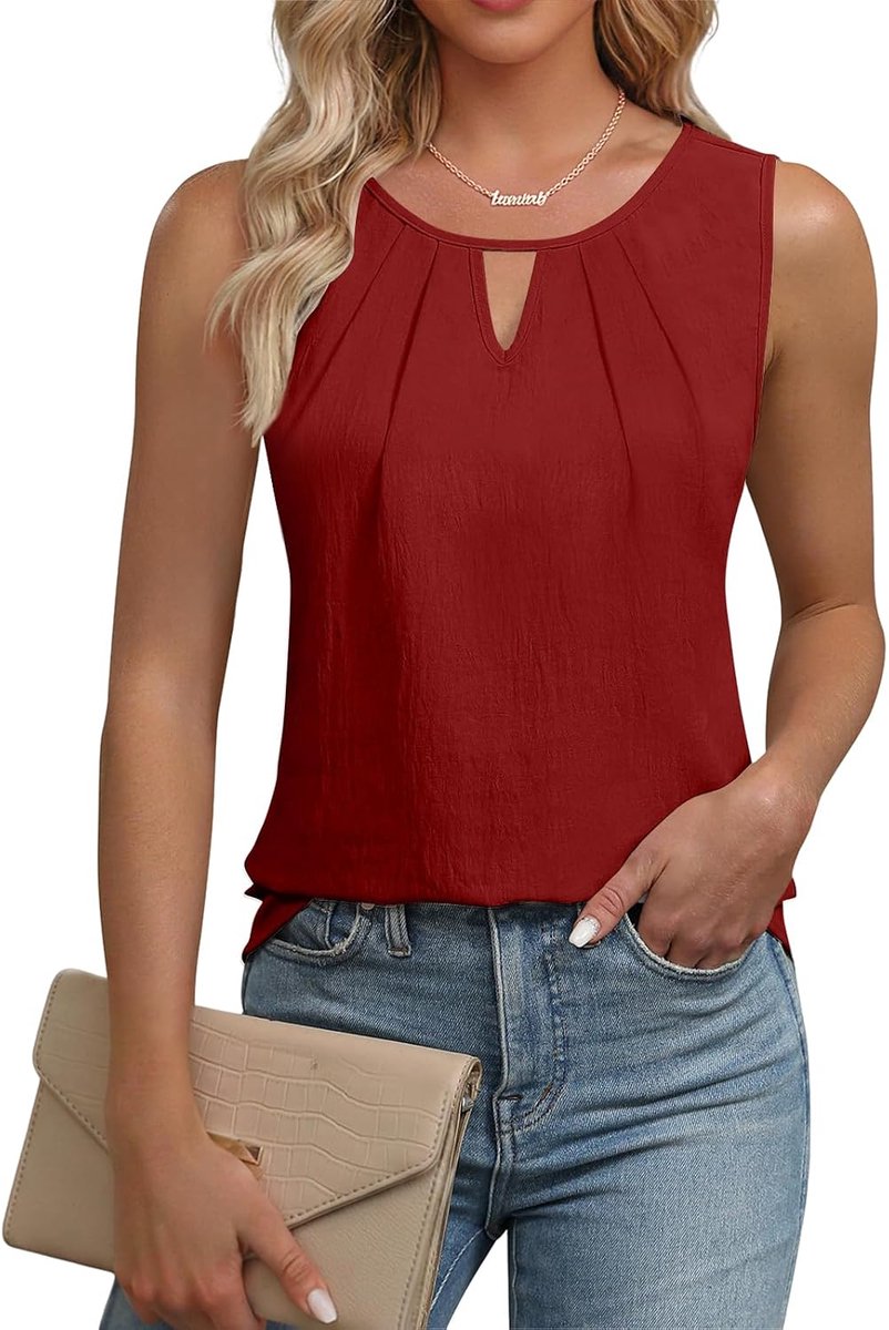 Tanktop Dames Zonder Mouwen Blouse Top Dames Basic Cami Zomer V-hals Tops Blouseshirt Vest