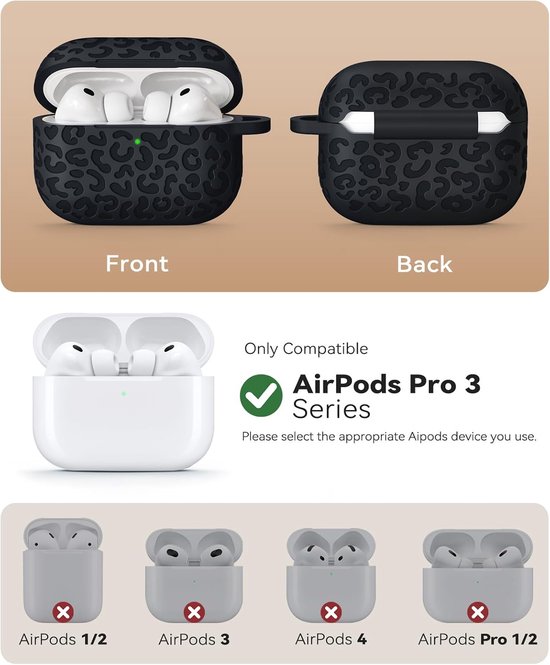 Luipaardprint voor AirPods Pro 3 Hoes, Black — afbeelding 2