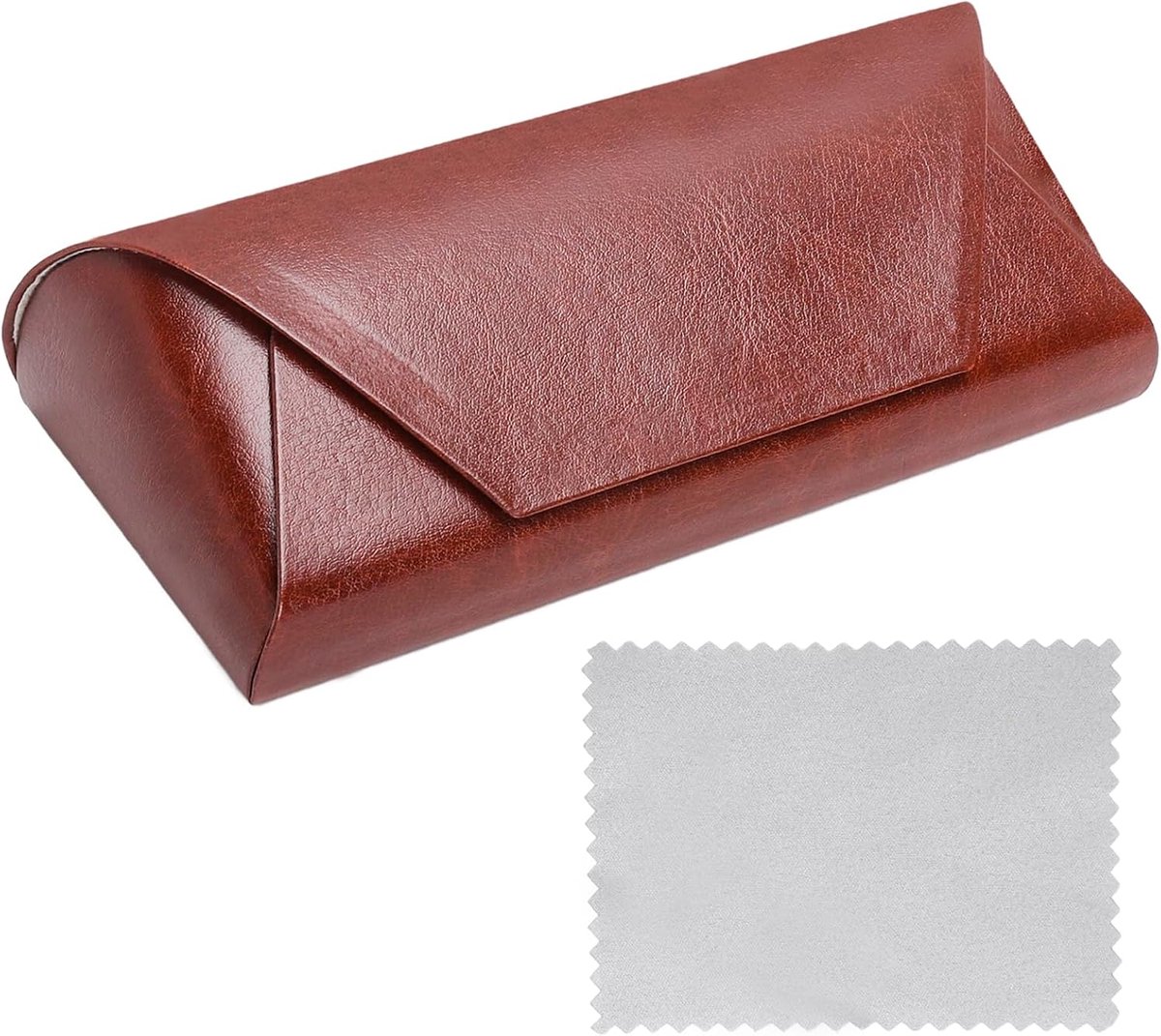 Brillenetui hardcase, PU lederen brillenkoker met brillenpoetsdoek