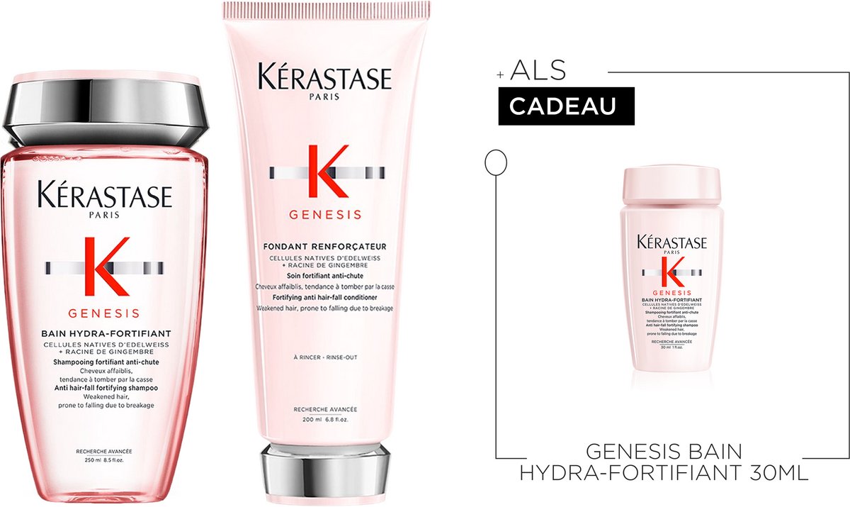 Kérastase Genesis Duo + Cadeau - Versterkende Routine tegen Haaruitval door Breuk – Bain 250ml & Fondant 200ml + Bain 30ml Cadeau