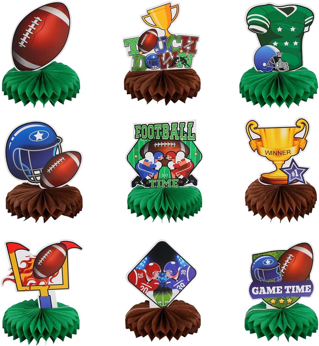 9st Voetbal Tafeldecoraties, Voetbal Honingraat Tafeldecoraties Rugby Decoraties voor Sport Verjaardagsfeest Benodigdheden