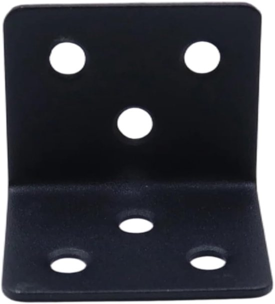 10 stuks roestvrijstalen hoekbeugels, 31 x 31 x 38 x 1,5 mm, L-vormige rechthoekige connector voor bevestiging van hek, tafel, stoel, rek, bed, raam (zwart) — afbeelding 4