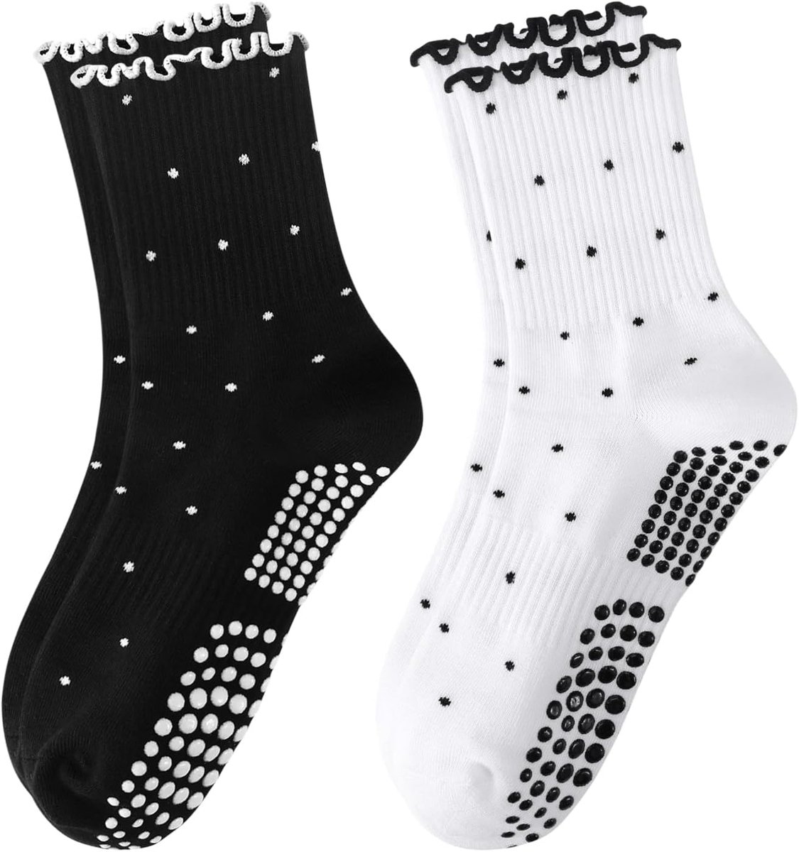 Sokken voor Vrouwen, Antislip Grippy Boog Borduurwerk Yoga Sokken voor Fitness Ballet Bar Werk & Dans