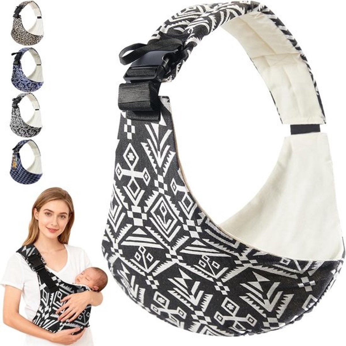 Draagzak Baby - Draagband Draagdoek - Comfortabel Dragen - Ergonomisch Ontwerp - Tot 20 kg - Zwart