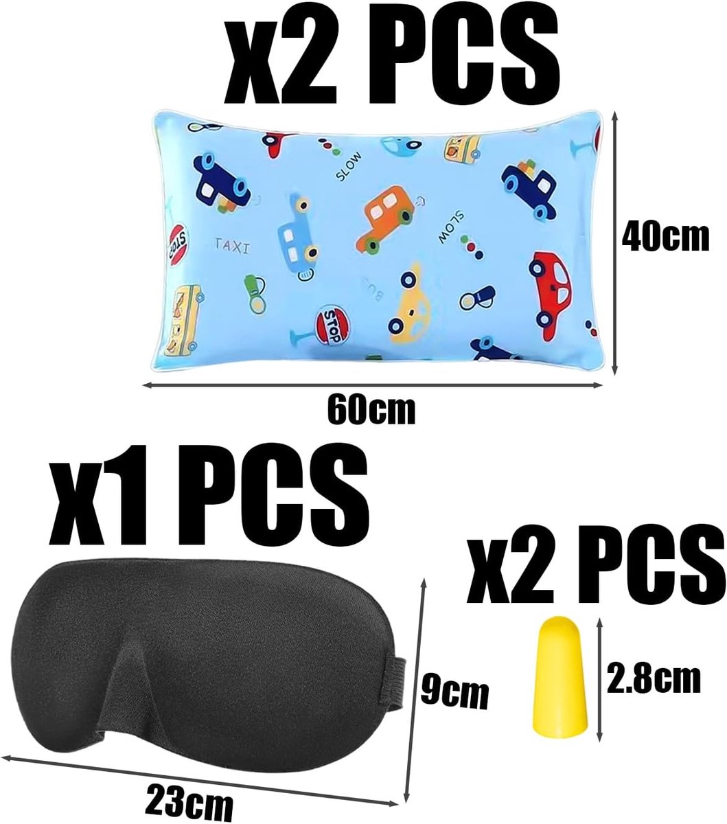 2 Stks Auto Kussenslopen, 1 Stks Oogmasker Met Oordoppen, Reizen Kussenslopen Voor Kinderen, Kerstcadeaus, Leuke Cartoon Kussenslopen, Geluiddichte Oordoppen Voor Het Studeren.