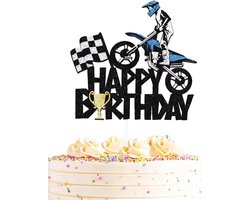 Vlag voor Motorrad Taart voor Verjaardagsfeestje - Motocross, Dirt Bike, Cupcake Decoratie voor Kinderen