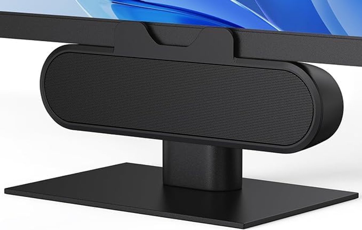 Luidsprekers voor monitor, luidspreker voor computer, desktop pc, USB-luidspreker met geïntegreerde USB A Type C, eenvoudig aan de monitoren te bevestigen, 10 W (zwart)