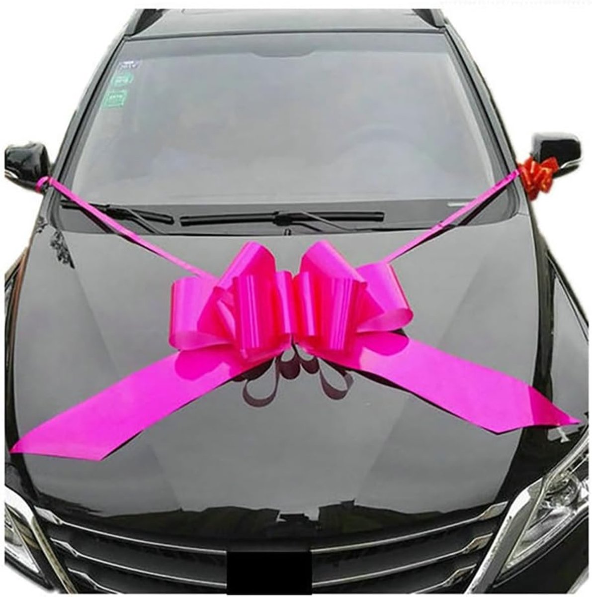 autolint cadeaustrik, reuzenstrik, bruiloft, autoversiering, enorme autostrik, grote strik voor auto, Kerstmis, bruiloft, party, decoratie, magenta, 100 cm