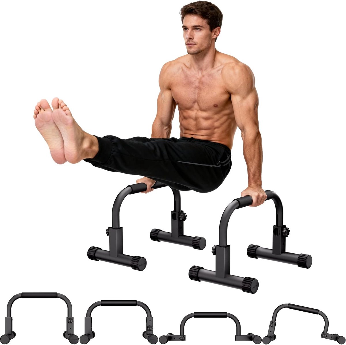 Push-up-stangenset van staal, ergonomische S-vorm voor diepere push-ups, polsvriendelijk en antislip, fitness thuis en krachttraining