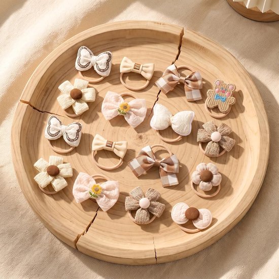 20 schattige haarelastiekjes voor meisjes, elastische haarbanden met strik en bloemen, haaraccessoires voor peuters en baby's — afbeelding 2