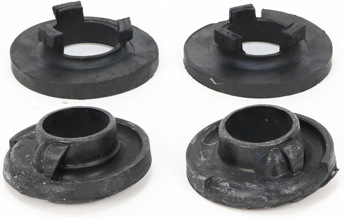 4 x bovenste en onderste veeronderlegger veerrubber achteras