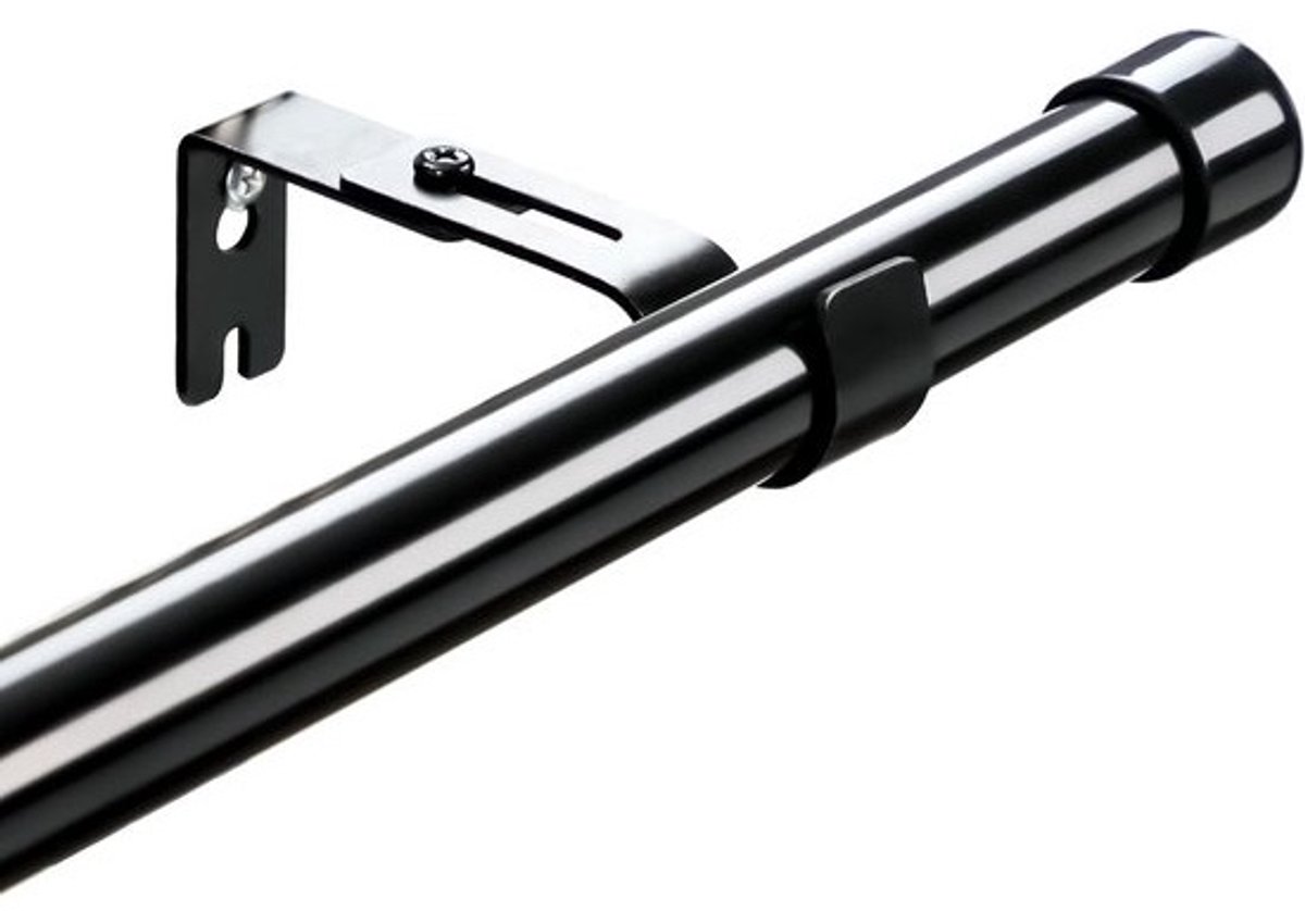 Gordijnstokken voor Ooggordijnen - Zwarte Verduisterende Uitschroefbare Gordijnroede 76-340 cm, 25 mm - Perfect voor Woonkamer en Slaapkamer