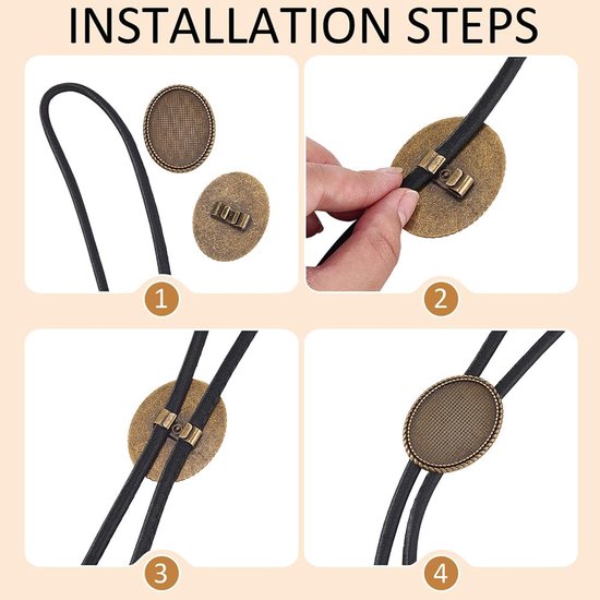 12 stuks Bolo Tie Gesp 4 Stijlen Platte Ronde Blanco Bolo Tie Slide Sluiting Accessoires Cabochon Instellingen Bevindingen Blank Slides Vintage Cowboy Bolos Stropdassen Clip voor Stropdas — afbeelding 5