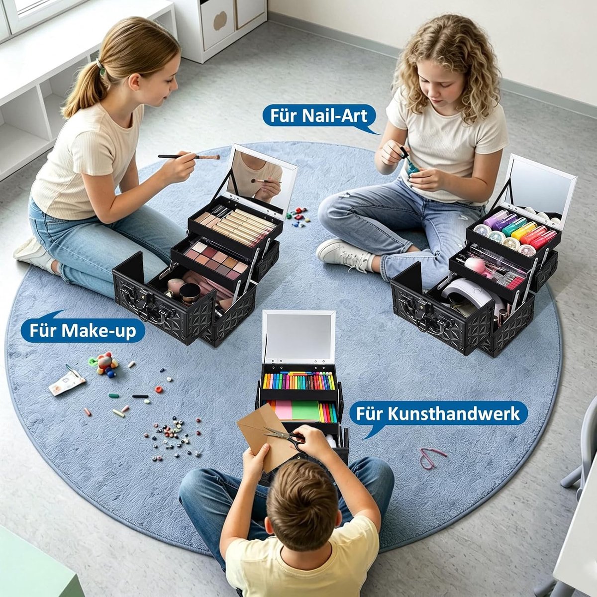 Make-upkoffer - Zwart - 19,5 x 15 x 16 cm - Aluminium Organizer voor Cosmetica en Sieraden