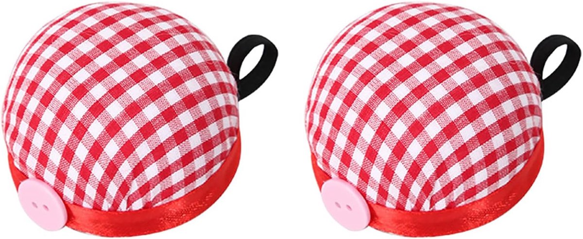 Dailygoods- Naaldkussen Set van 2 - Polsbanddesign - Creatieve Pompoenstof - Naaikussen voor Quilten - Naaldhouder - Diameter 6 cm - Naaipinhouder