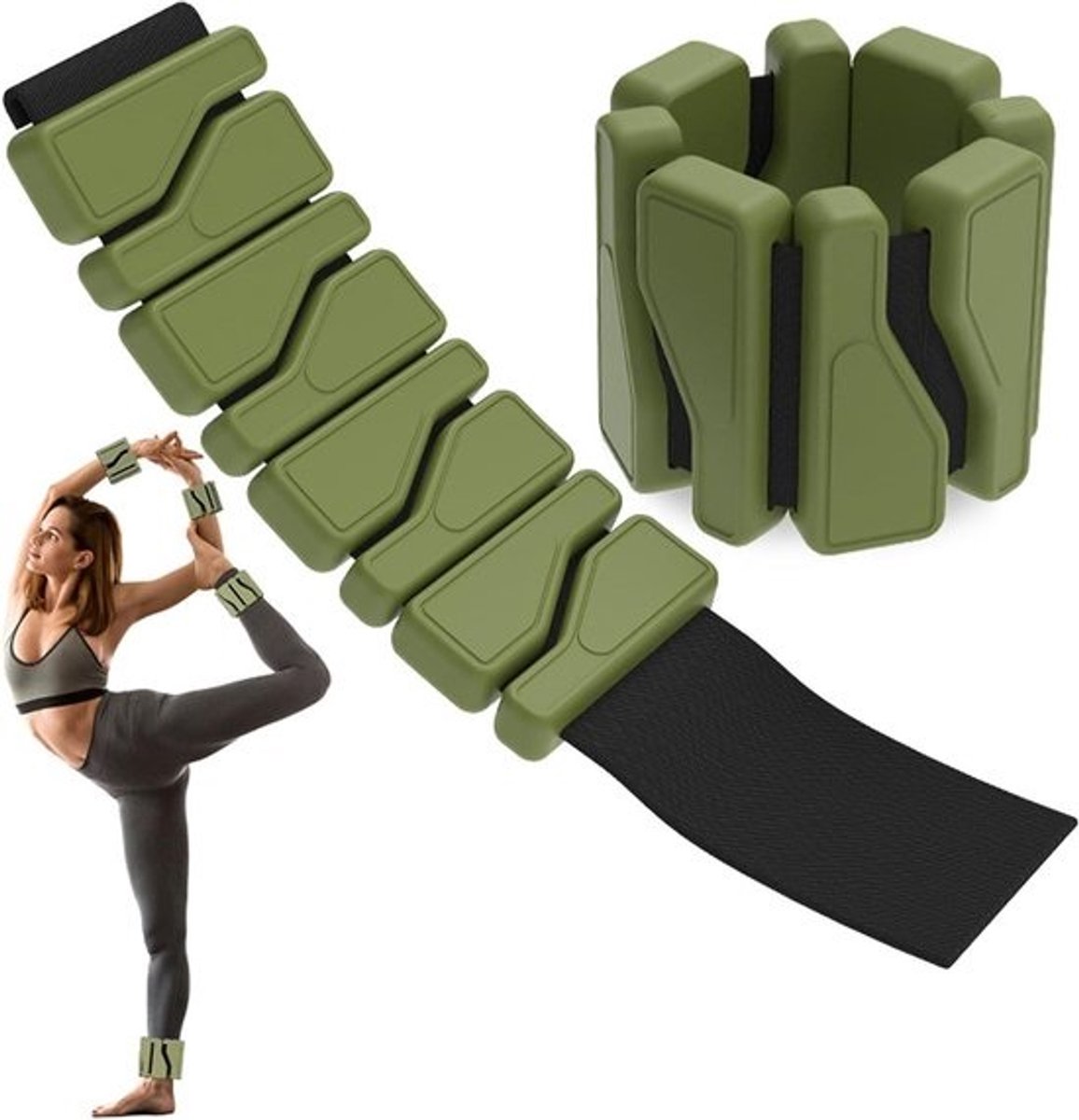 Gewichtsmanchetten - Enkel- en polsgewichten - Sport en Fitness - Verstelbare klittenbandsluiting - 0.45-0.9 kg per stuk - Groen