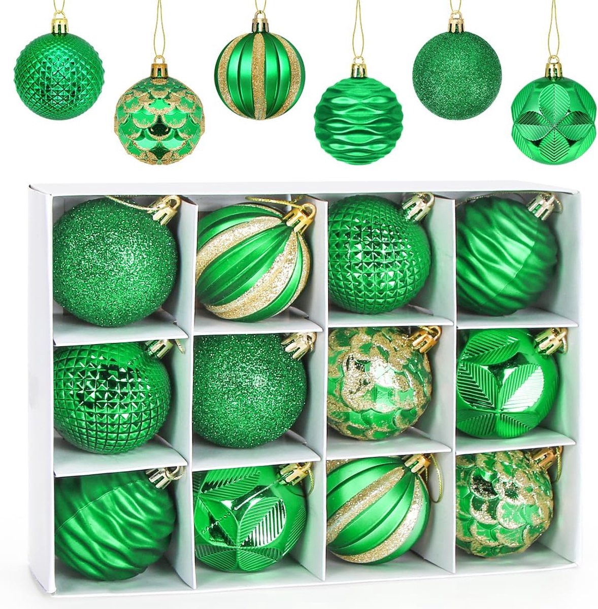Dailygoods- Kerstballen 6 cm - 12 Stuks - Kunststof - Luxe Kerstdecoratie - Glanzende Ornamenten - Veiligheidswaarschuwing - Kerstversiering
